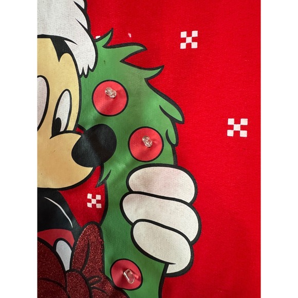 Disney Mickey Mouse Light Up Christmas Sweatshirt Red Holiday Lights Medium - Picture 3 of 4